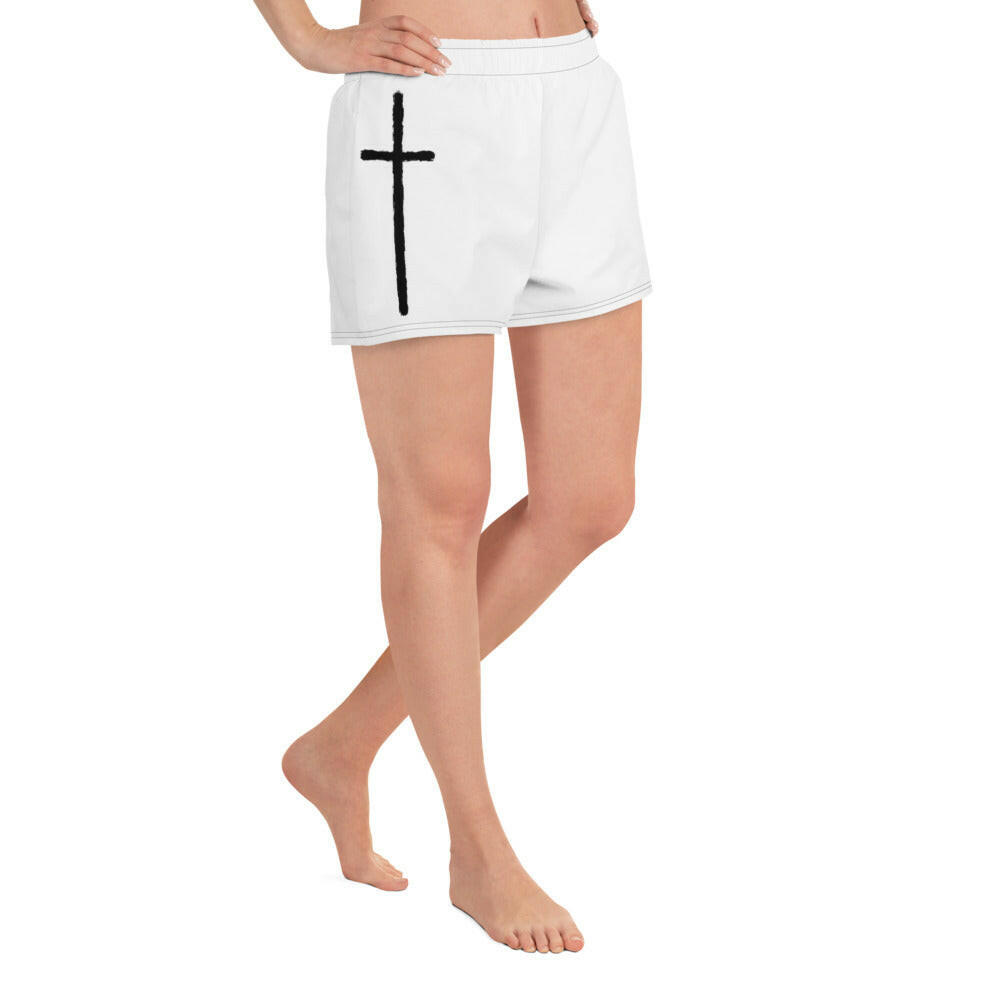 Thin Crucifix Women’s Recycled Athletic Shorts.