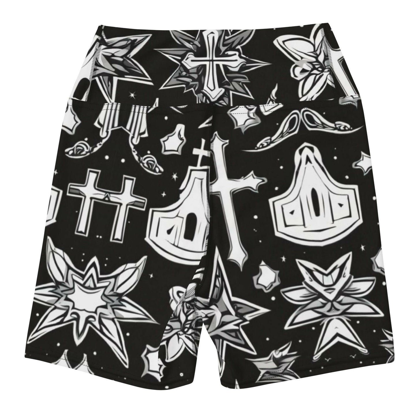 Church Flowers Crosses - Women's Yoga Shorts