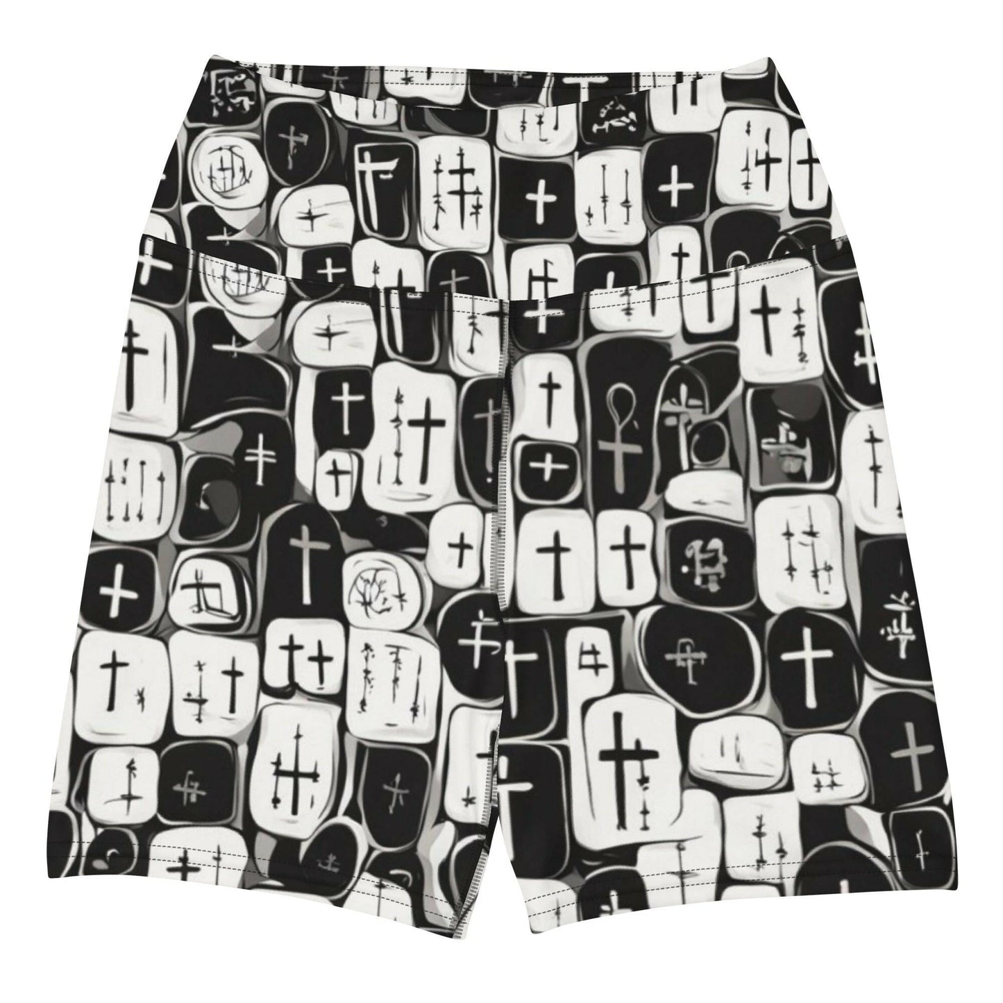 Headstone Crosses - Women's Yoga Shorts