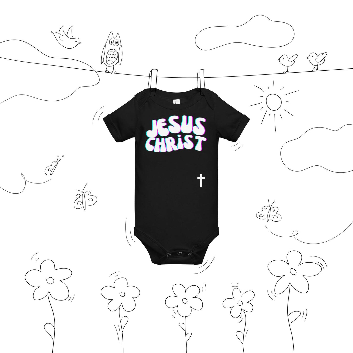 3D Jesus Christ - Baby Short Sleeve One Piece