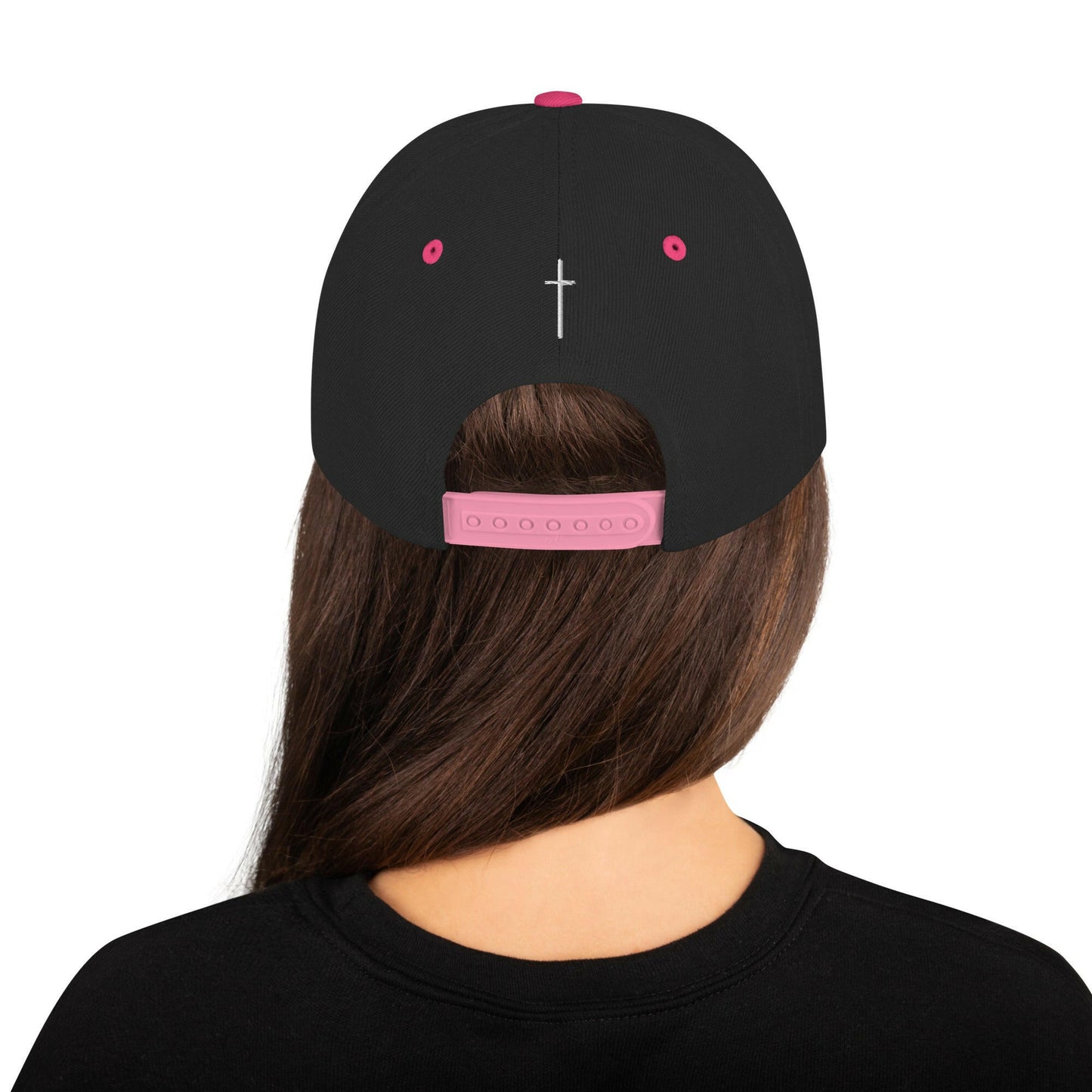Embroidered Thin Crucifix - Snapback Hat.