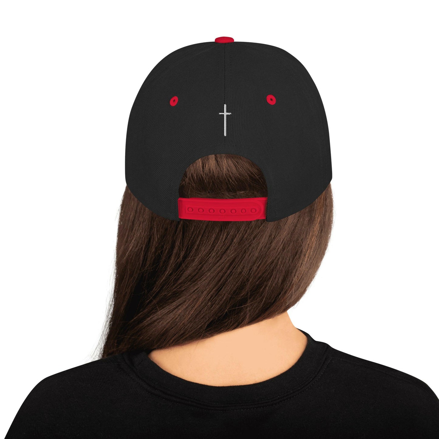 Embroidered Thin Crucifix - Snapback Hat.