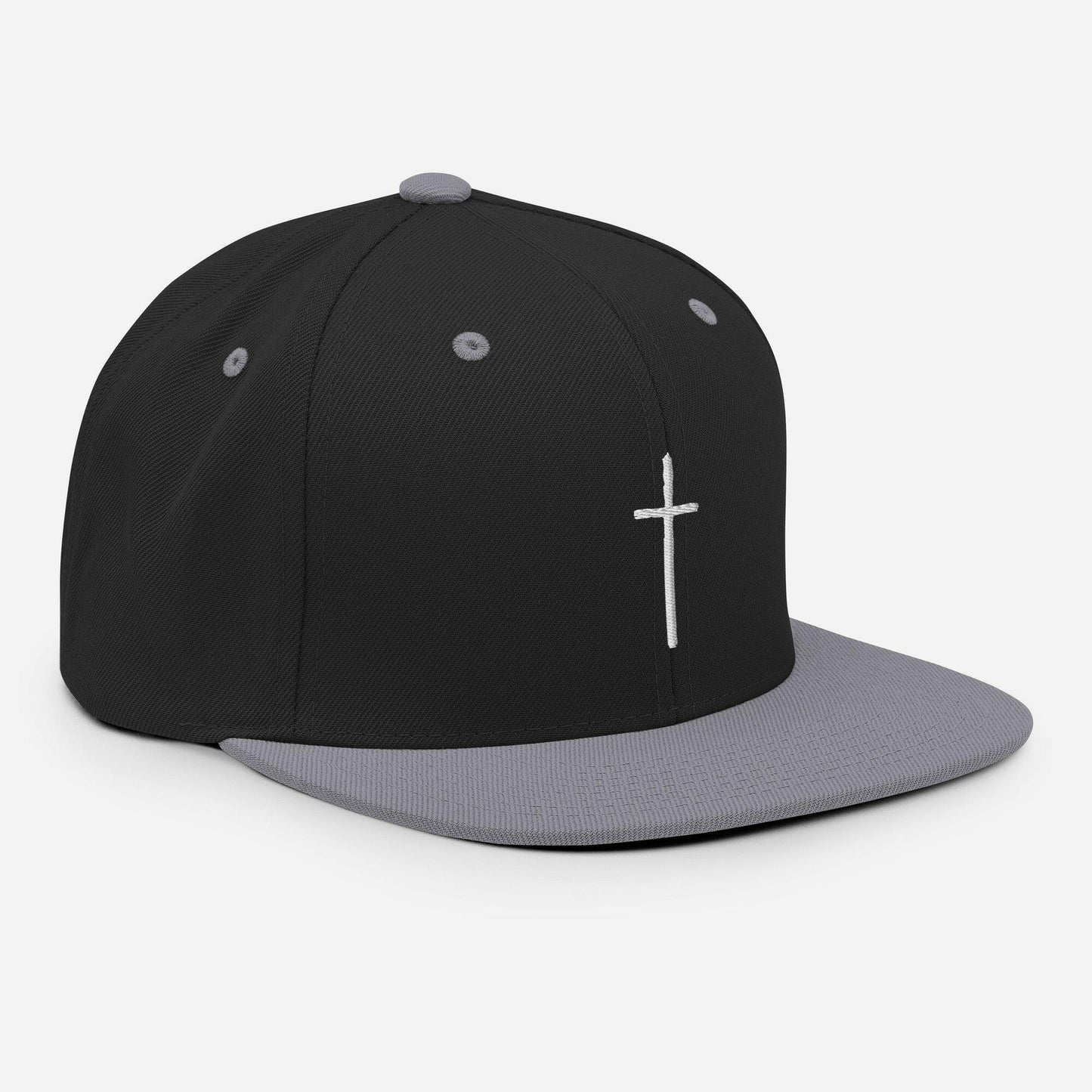 Embroidered Thin Crucifix - Snapback Hat.
