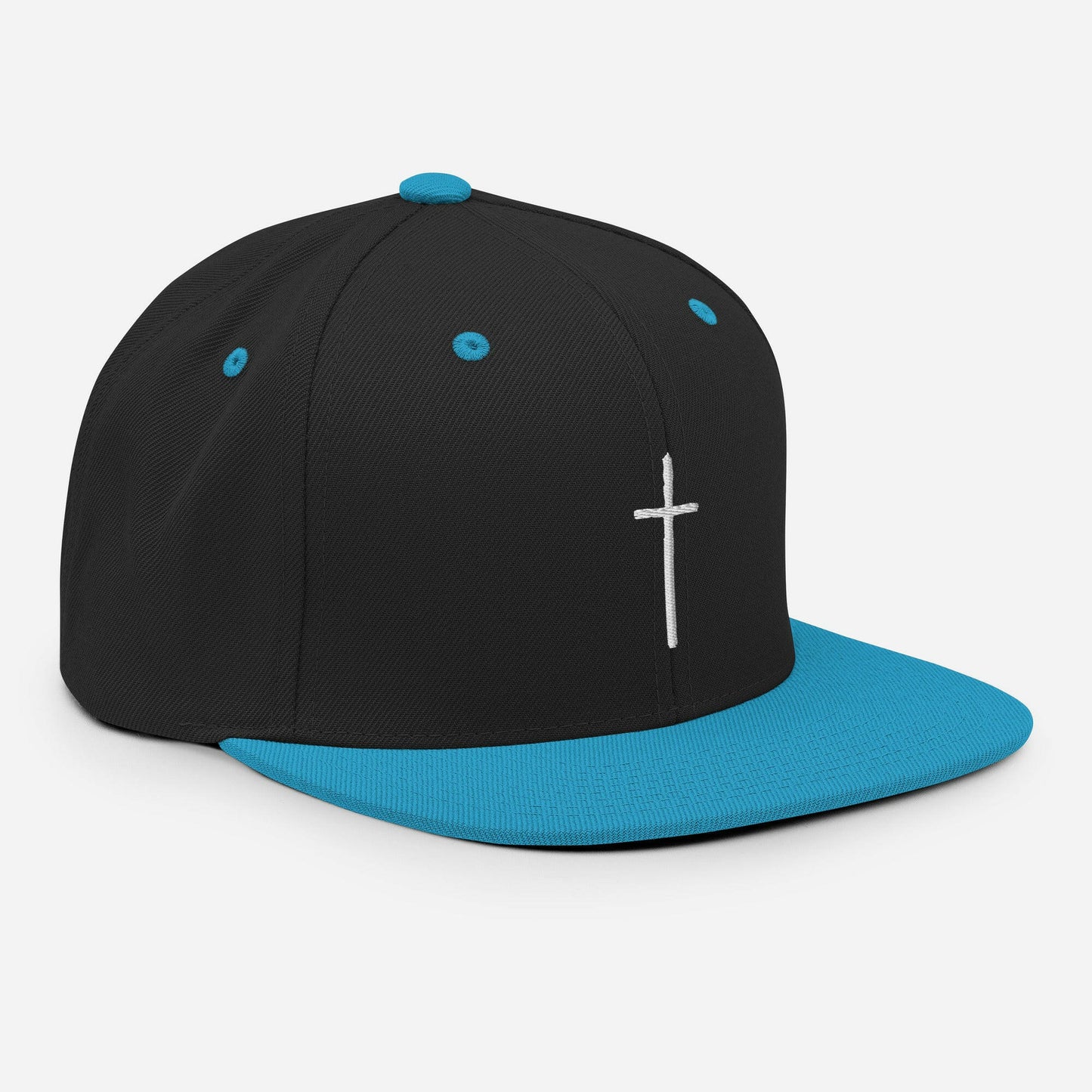 Embroidered Thin Crucifix - Snapback Hat.
