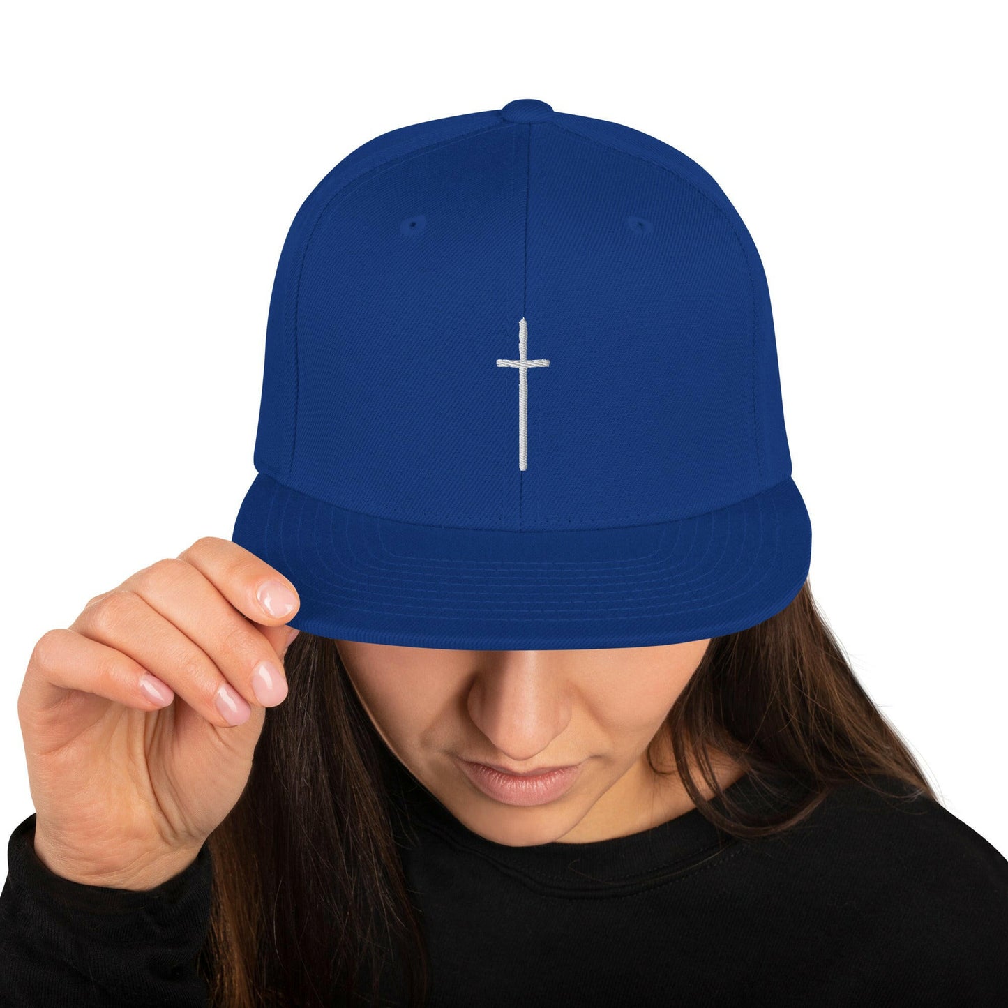 Embroidered Thin Crucifix - Snapback Hat.