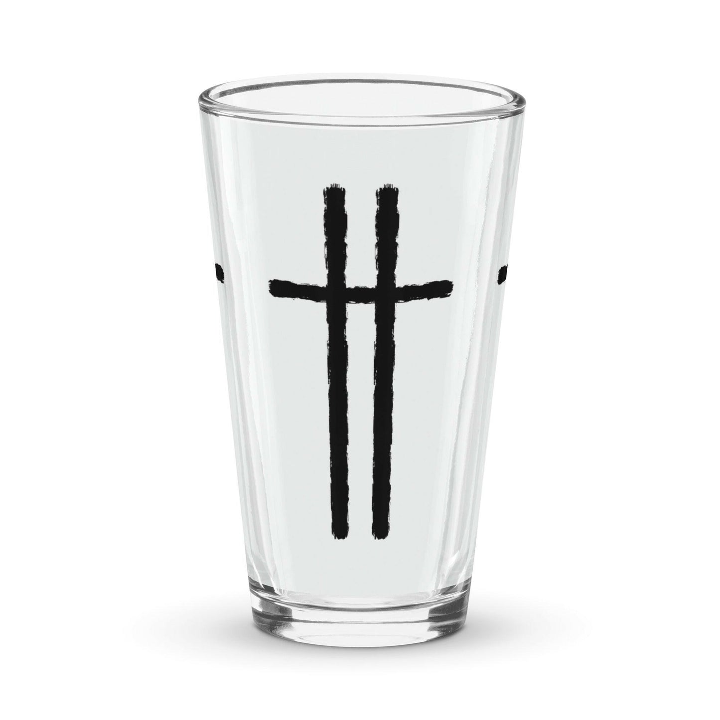 Thin Crucufix Shaker Pint Glass.