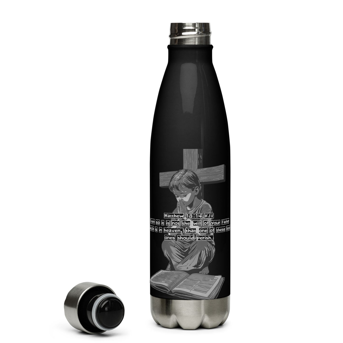 Matthew 18:14(Praying Boy) - Stainless Steel Water Bottle