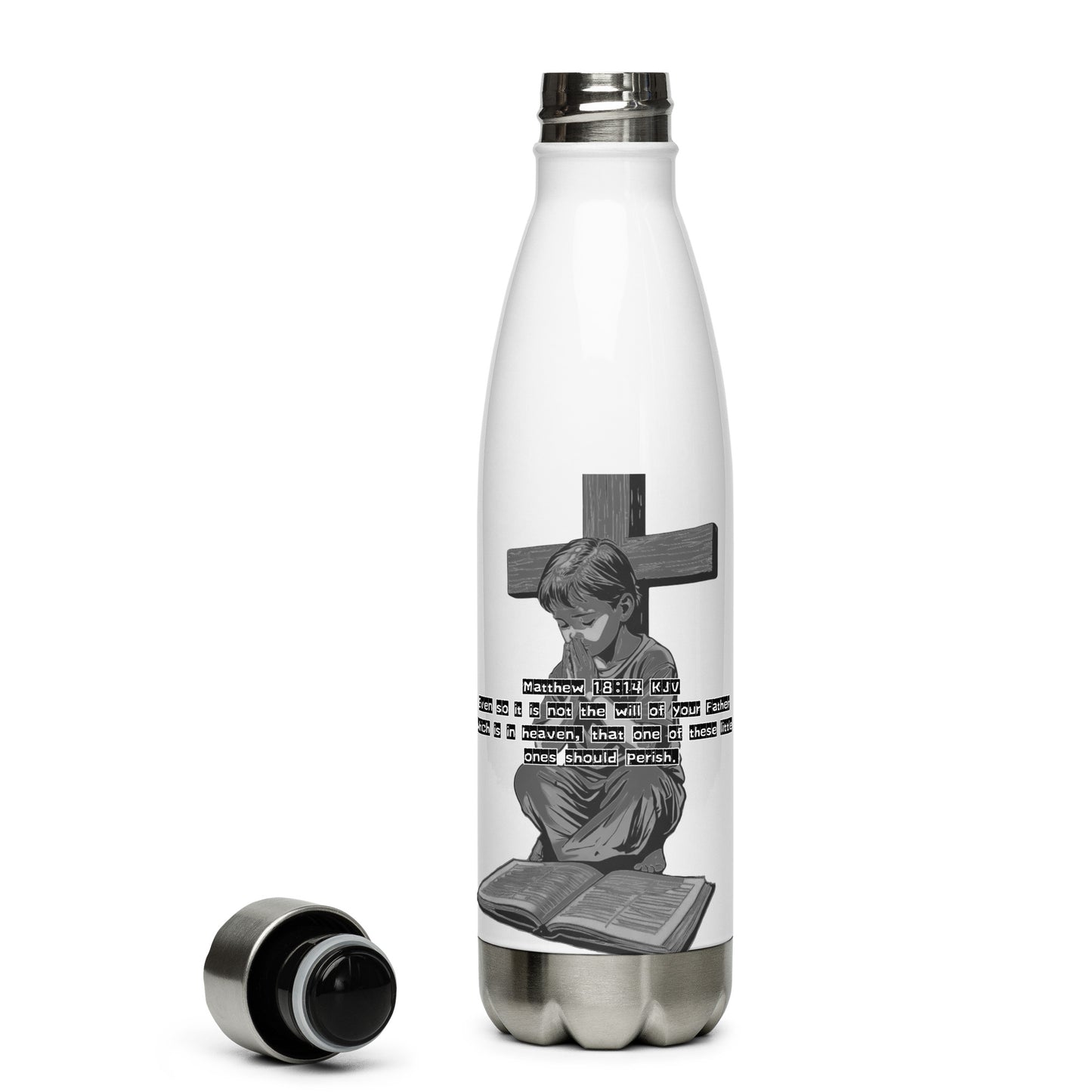Matthew 18:14(Praying Boy) - Stainless Steel Water Bottle