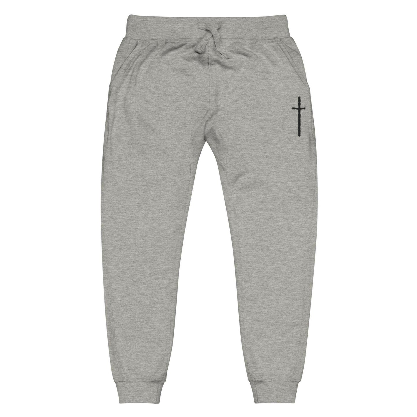 Embroidered Thin Crucifix - Unisex Fleece Sweatpants.