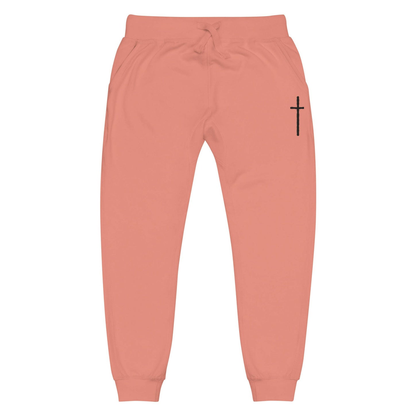 Embroidered Thin Crucifix - Unisex Fleece Sweatpants.