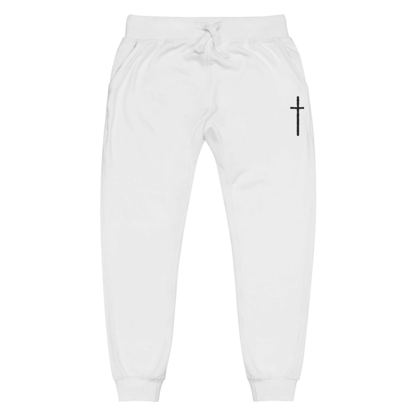 Embroidered Thin Crucifix - Unisex Fleece Sweatpants.