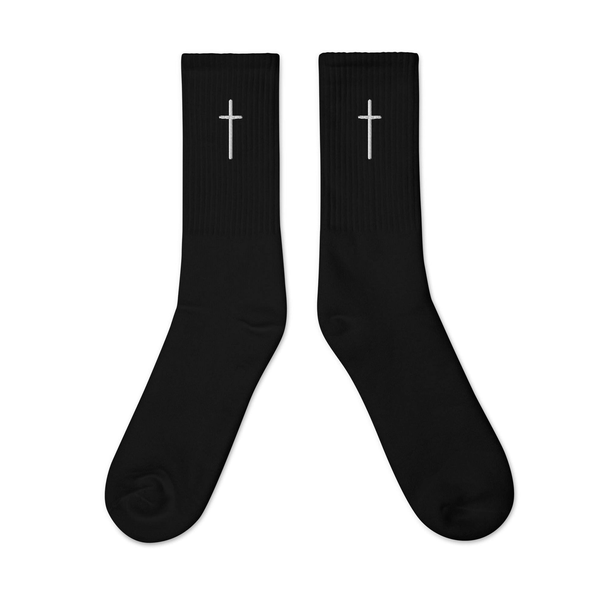 Thin Embroidered Crucifix Socks - Almighty Apparel 