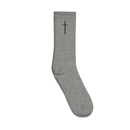 Thin Crucifix - Embroidered Socks - Almighty Apparel 
