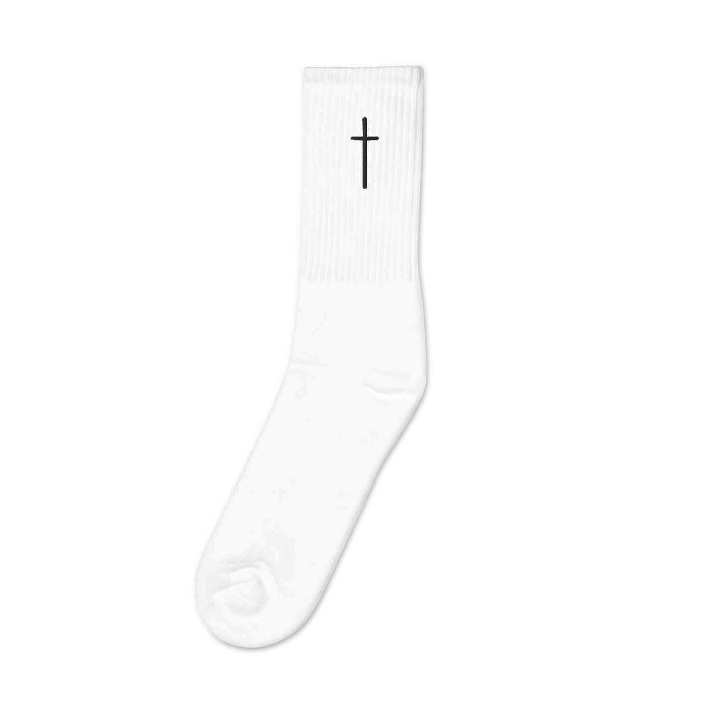 Thin Crucifix - Embroidered Socks - Almighty Apparel 