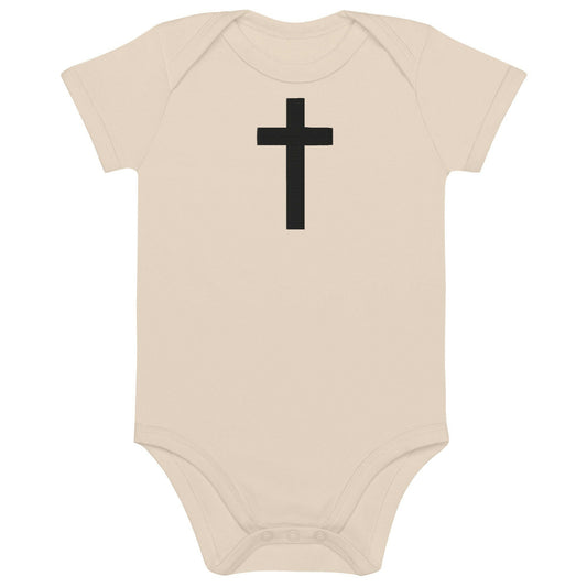 Embroidered Crucifix - Organic* Cotton Baby Bodysuit