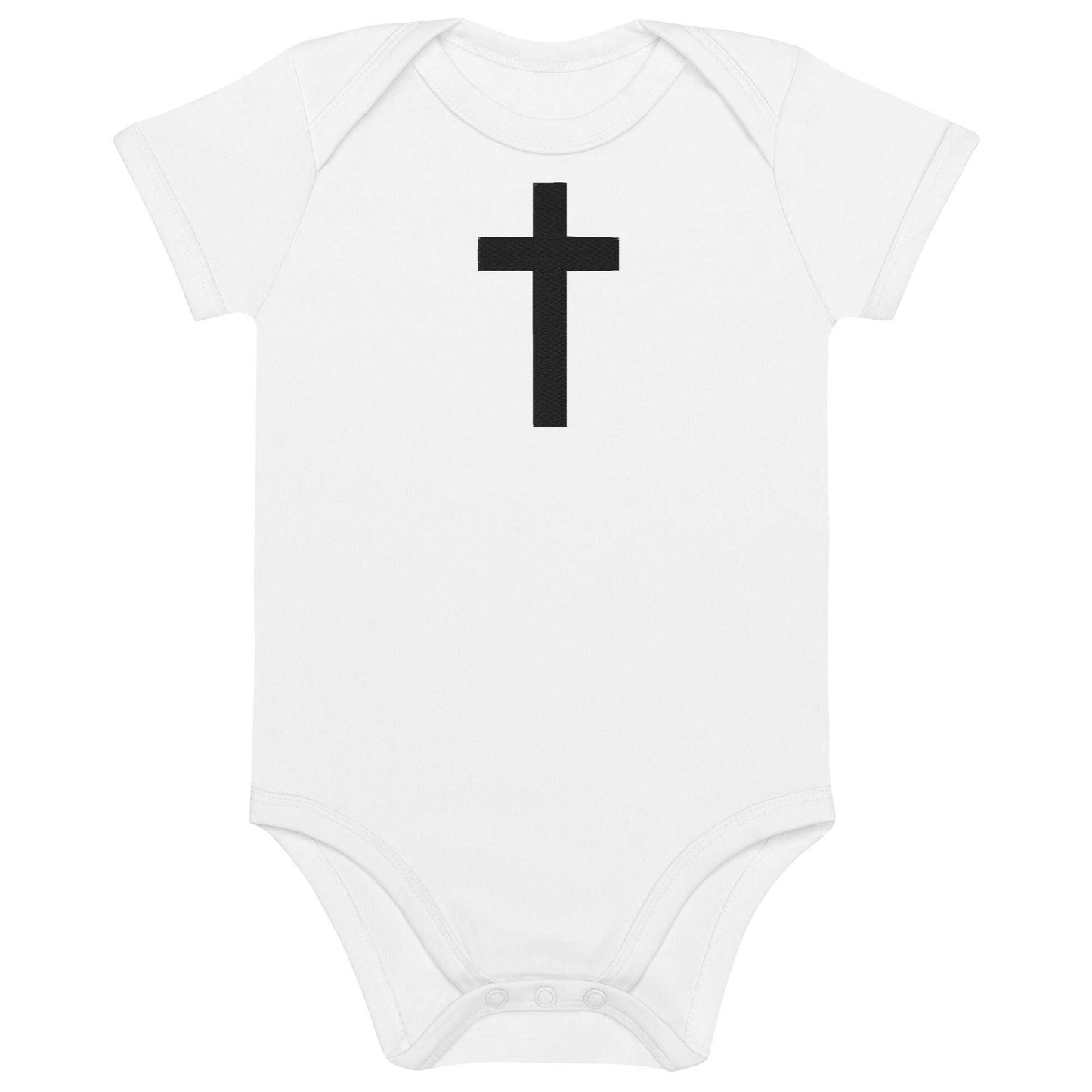 Embroidered Crucifix - Organic* Cotton Baby Bodysuit