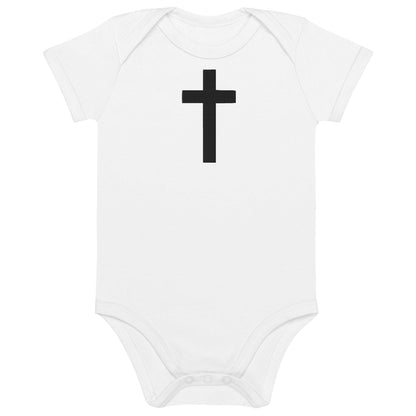 Embroidered Crucifix - Organic* Cotton Baby Bodysuit