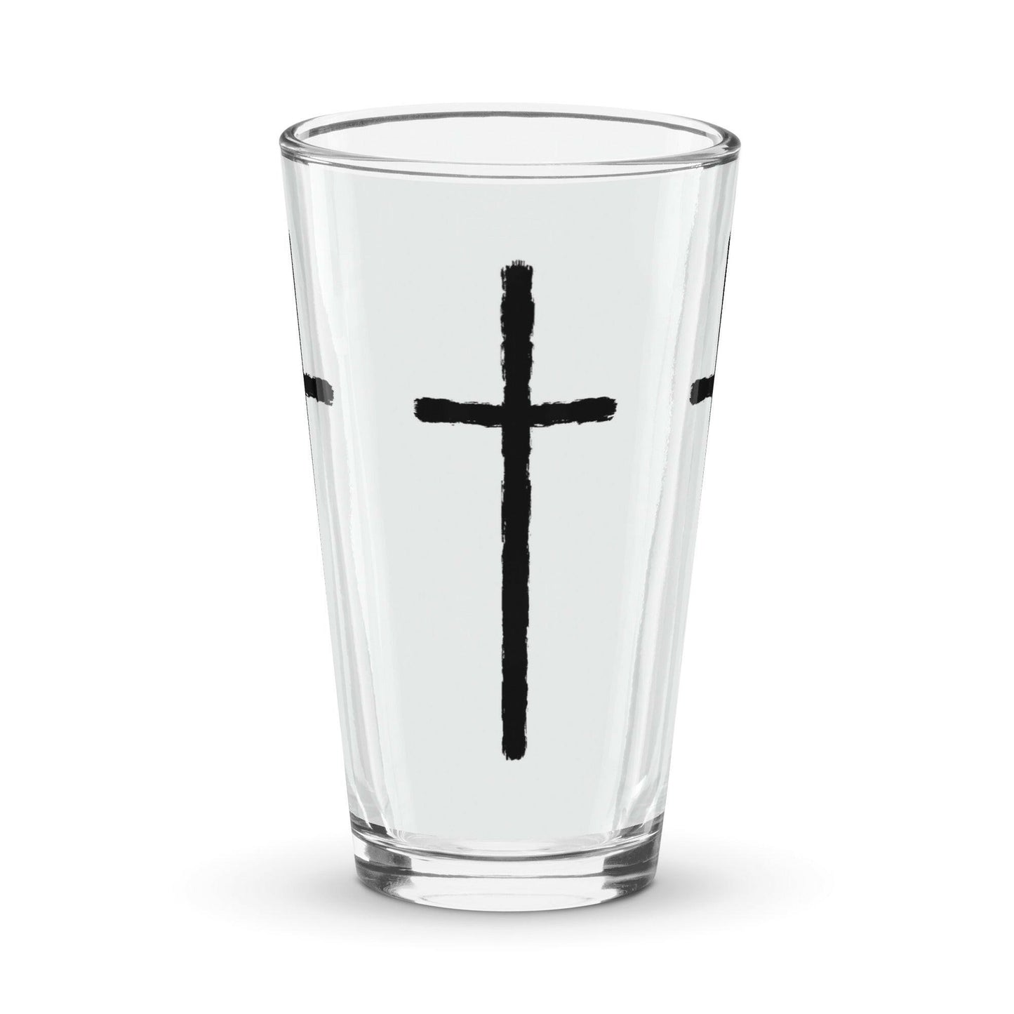 Thin Crucufix Shaker Pint Glass - Almighty Apparel 