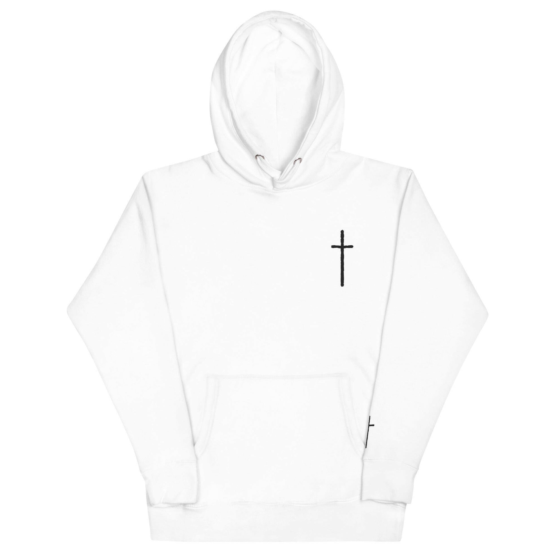 Thin Embroidered Crucifix Unisex Hoodie - Almighty Apparel 