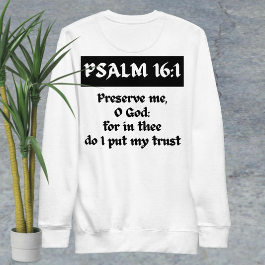 Psalm 16:1 - Unisex Premium Sweatshirt - Almighty Apparel 