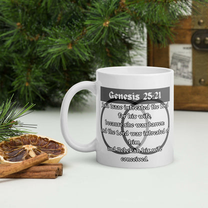 Genesis 25:21 - White Glossy Mug (Marriage)