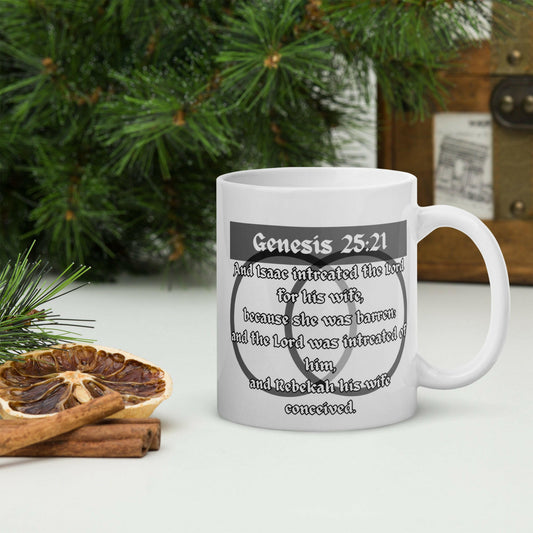Genesis 25:21 - White Glossy Mug (Marriage)